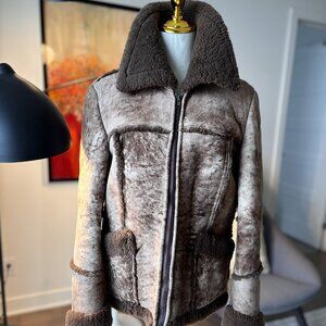 Vintage Sears Shearling Jacket | Men’s Small | Genuine Sheepskin | Brown | 70s S
